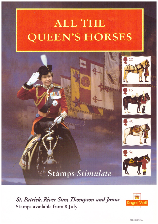 (image for) 1997 All The Queen's Horses Post Office A4 poster. RMN/319/97/A4.